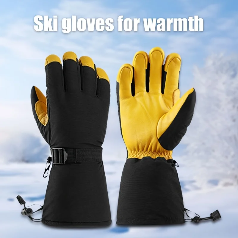 

Winter Warm Gloves with Thick Lining & Cold-Proof Nylon. Adjustable Wrist Strap, Flexible for Skiing, Hiking, Cycling(Unisex)