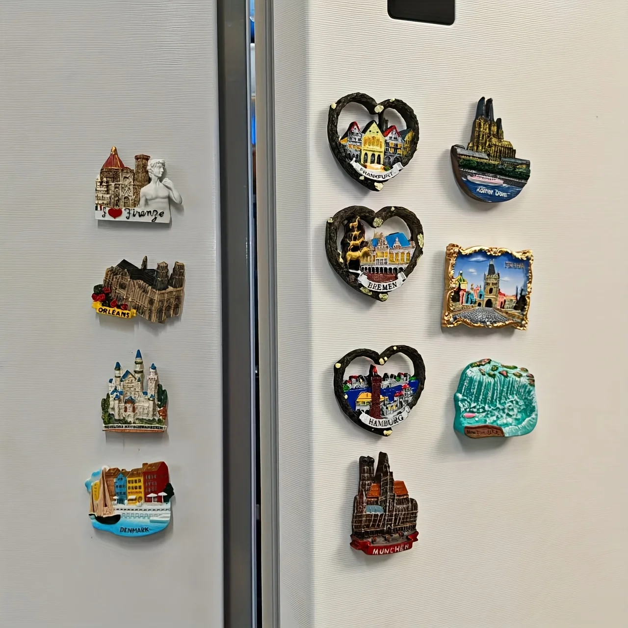 1 قطعة اليدوية ثلاثية الأبعاد الراتنج الفن مغناطيس الثلاجة ، فرانكفورت بريمن براغ ساحة شلالات نياجرا سوان ستون القلعة ميونيخ الدنمارك نوتردا