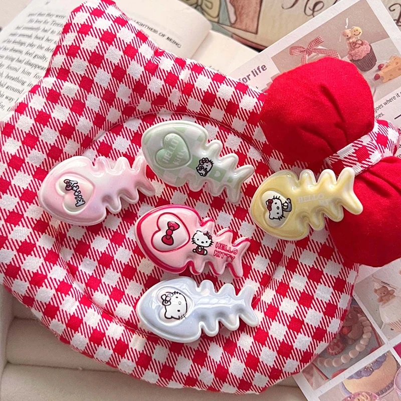 1PC KT Series Simple Animal Fish Bone Hair Clip Plastic Headwear Versatile Hair DIY Accessories Barrettes Hairpin Girls Gifts