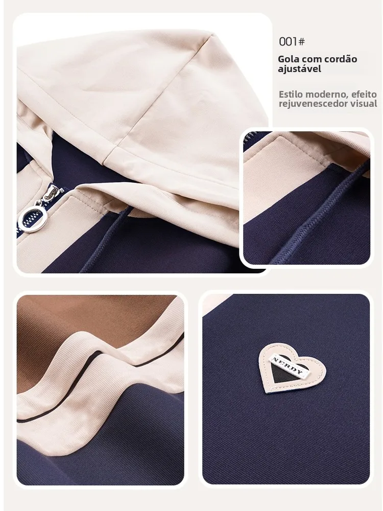 2025年新作-ママ向け-秋-スポーツウェアセット-エレガントなパーカー-カジュアル-中年女性-春秋服-長袖-コットン-ジップアップ