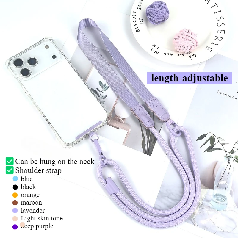 1/3PCS Universal Wide Flat Cell Phone Lanyard Adjustable Crossbody Shoulder Strap Anti-drop Neck Phone Chain Multiple Color