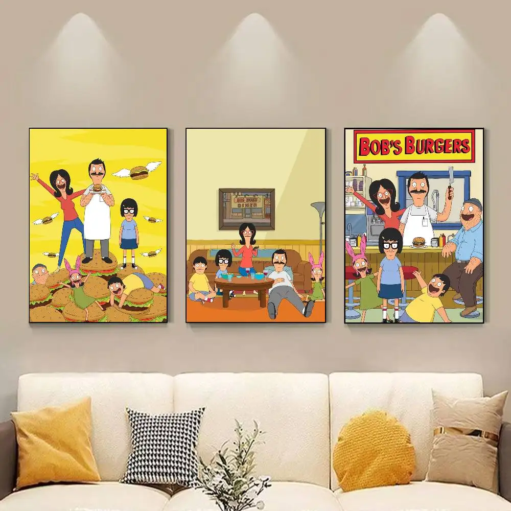 Cartoon B-Bobs Burgers Poster HD Quality Wall Art Retro Posters For Home Room Wall Decor Self Adhesive
