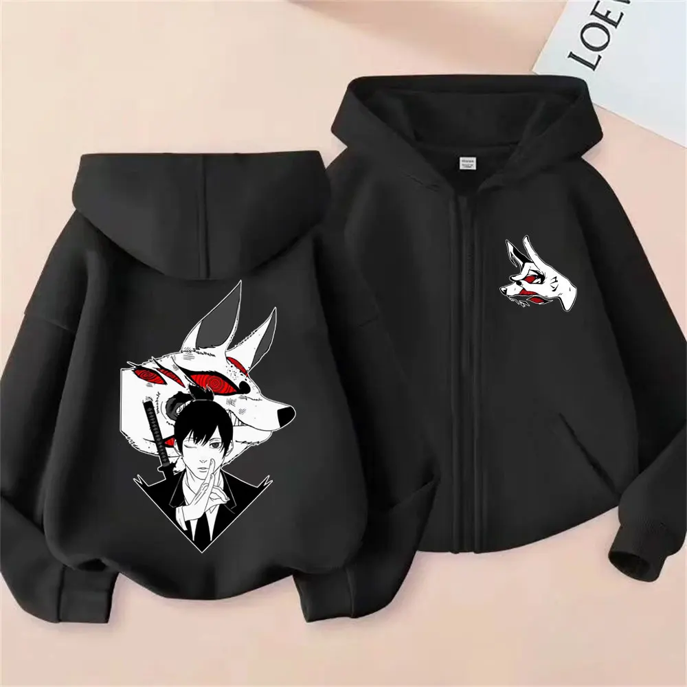 أنيمي بالمنشار رجل هاياكاوا آكي استدعاء الثعلب الشيطان كون الجرافيك قلنسوة بسحاب الرجال النساء موضة مانغا عشاق ميرش زمم سترة