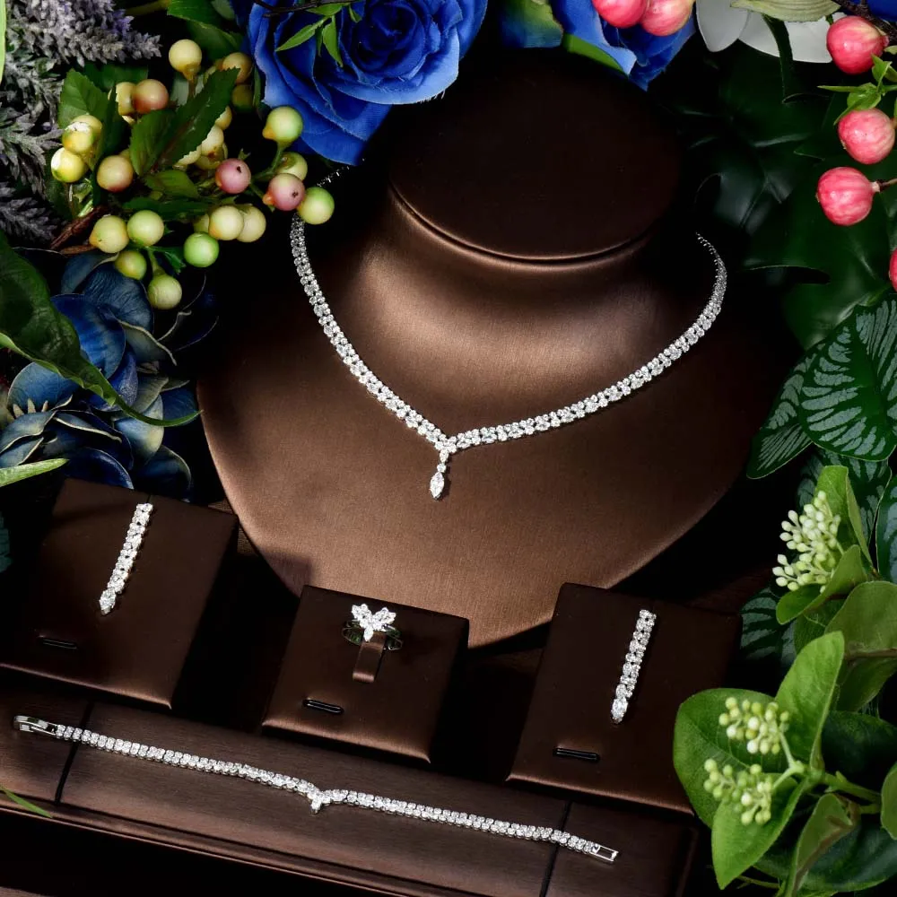 

HIBRIDE Simple street style pendant necklace water drop chic temperament set bridal wedding holiday accessories party gift S-318