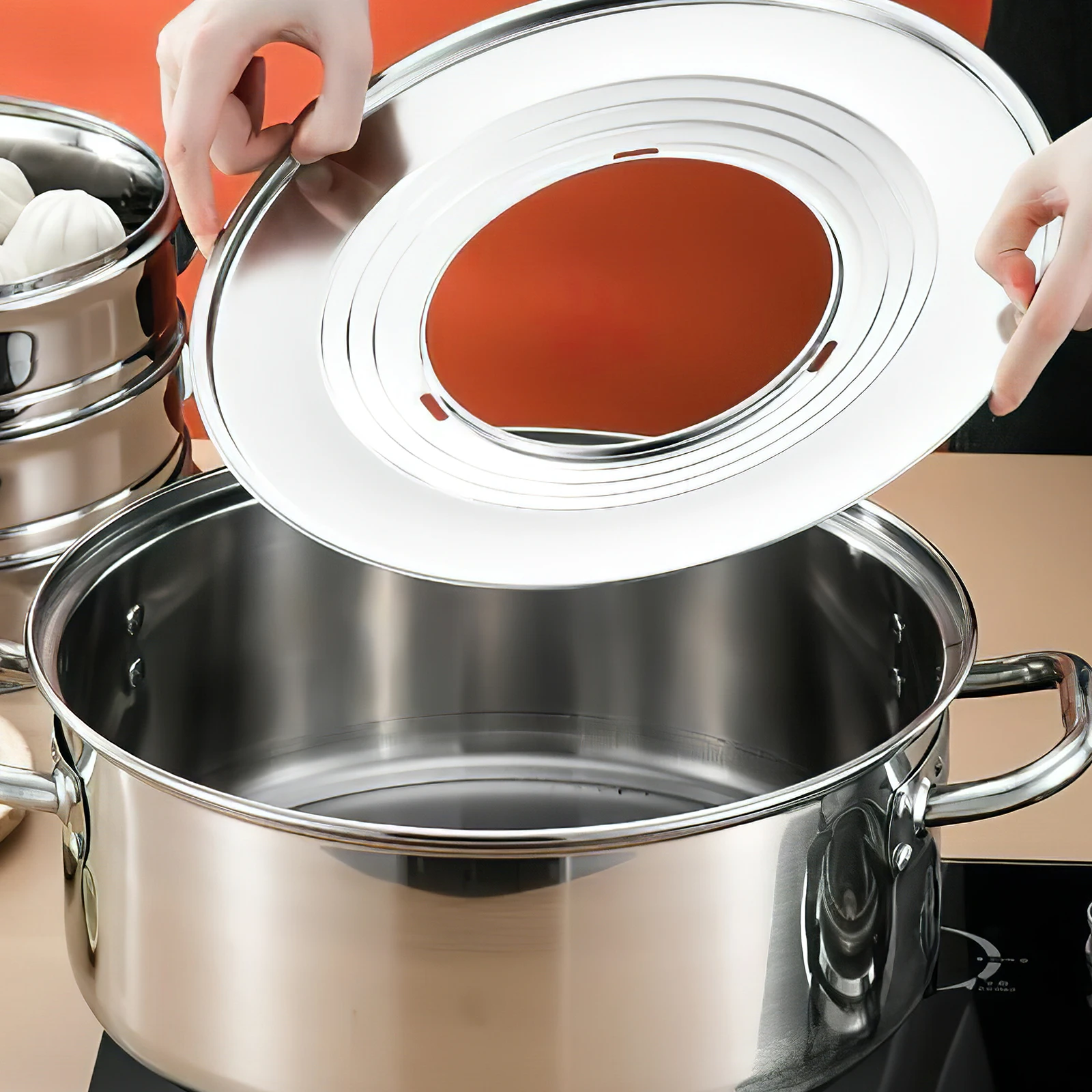 

Stainless Steel Steamer Ring Multi Functional Round Steamer Rack for Kitchen Cooking Baking Roasting High Temperature