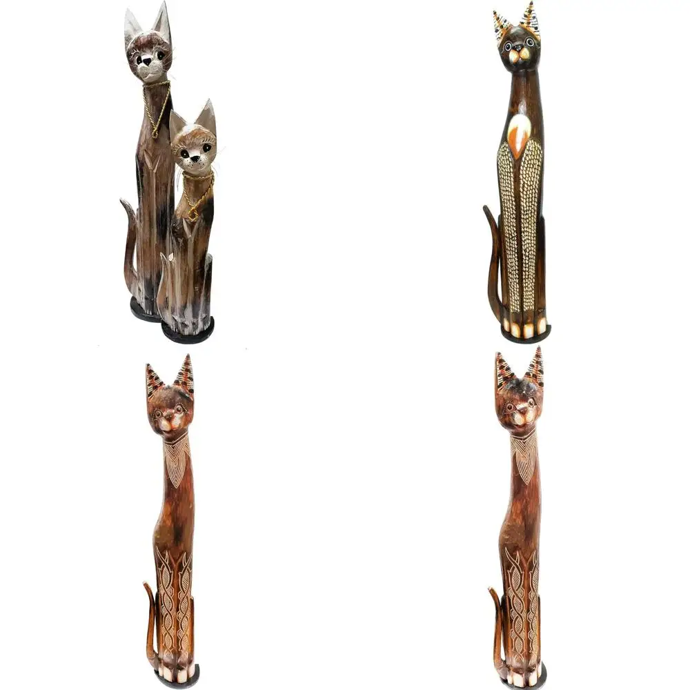 

Wooden Cat Patterned Necklaces - Assorted Sizes: Small 24, Medium 32 Long Tail Jewelry