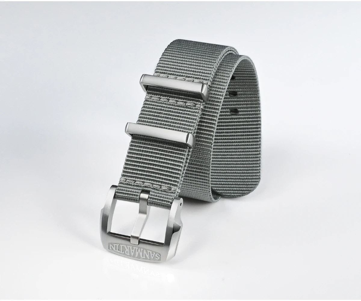 San Martin Nylonarmband Fallschirmjäger 20 mm Militäruhrenarmband Sport Bequeme Universalschnittstelle Dornschließe Langlebig Sport BD0005