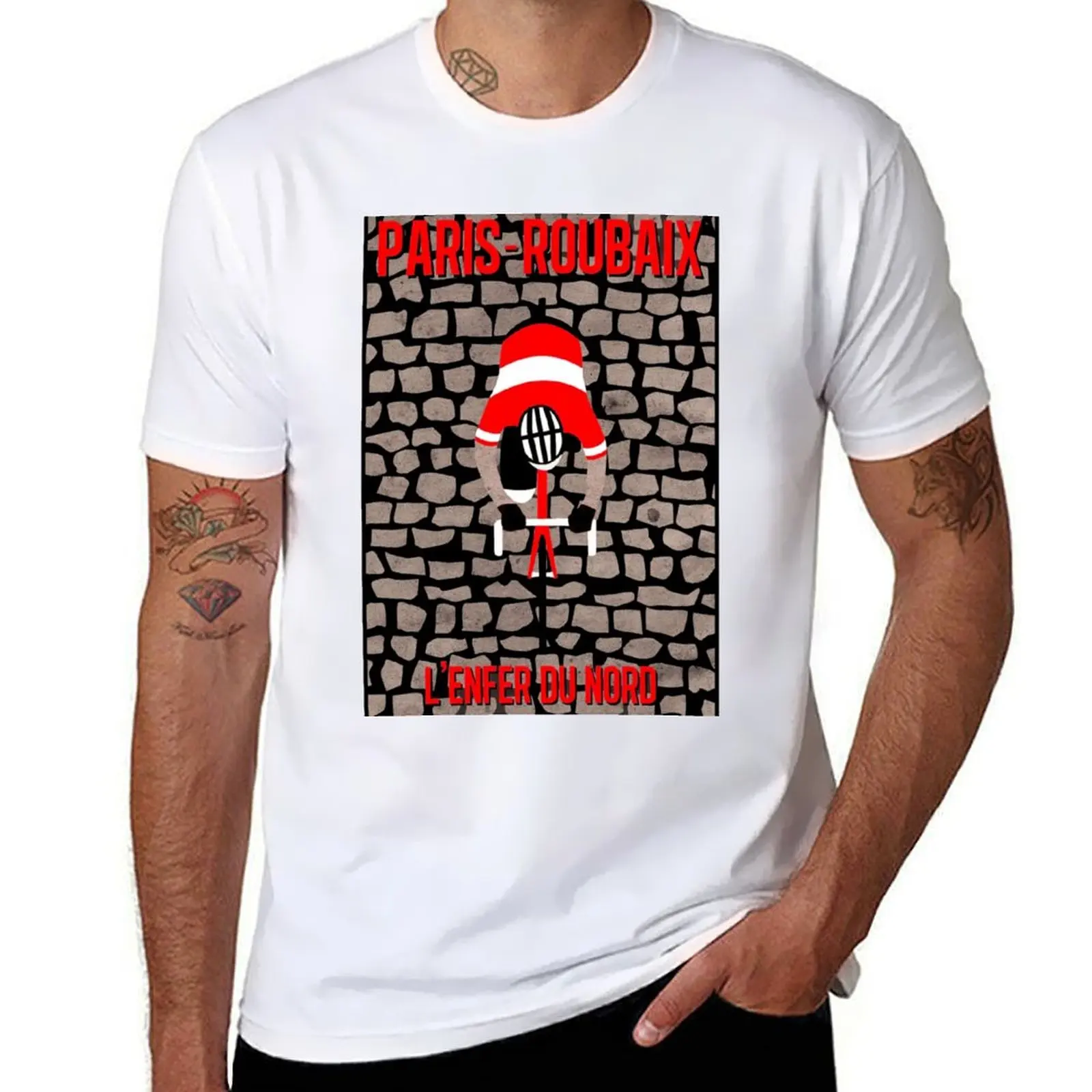 

PARIS-ROUBAIX : Vintage Bike Racing Print T-Shirt man t shirt heavy cotton t shirts for man pack white T-Shirt