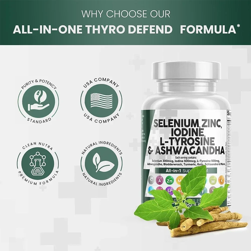 Thyroid Support Supplement for Men and Women - Thyroid Health, Metabolism, Energy and Focus Formula - Vegetarian and Non-GMO