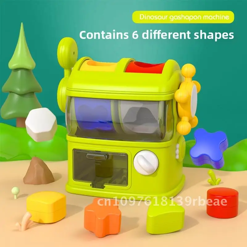 Máquina de jogo de correspondência em formato de dinossauro infantil, brinquedo educacional para coordenação mão-olho e reconhecimento de cores do bebê de 0 a 3 anos