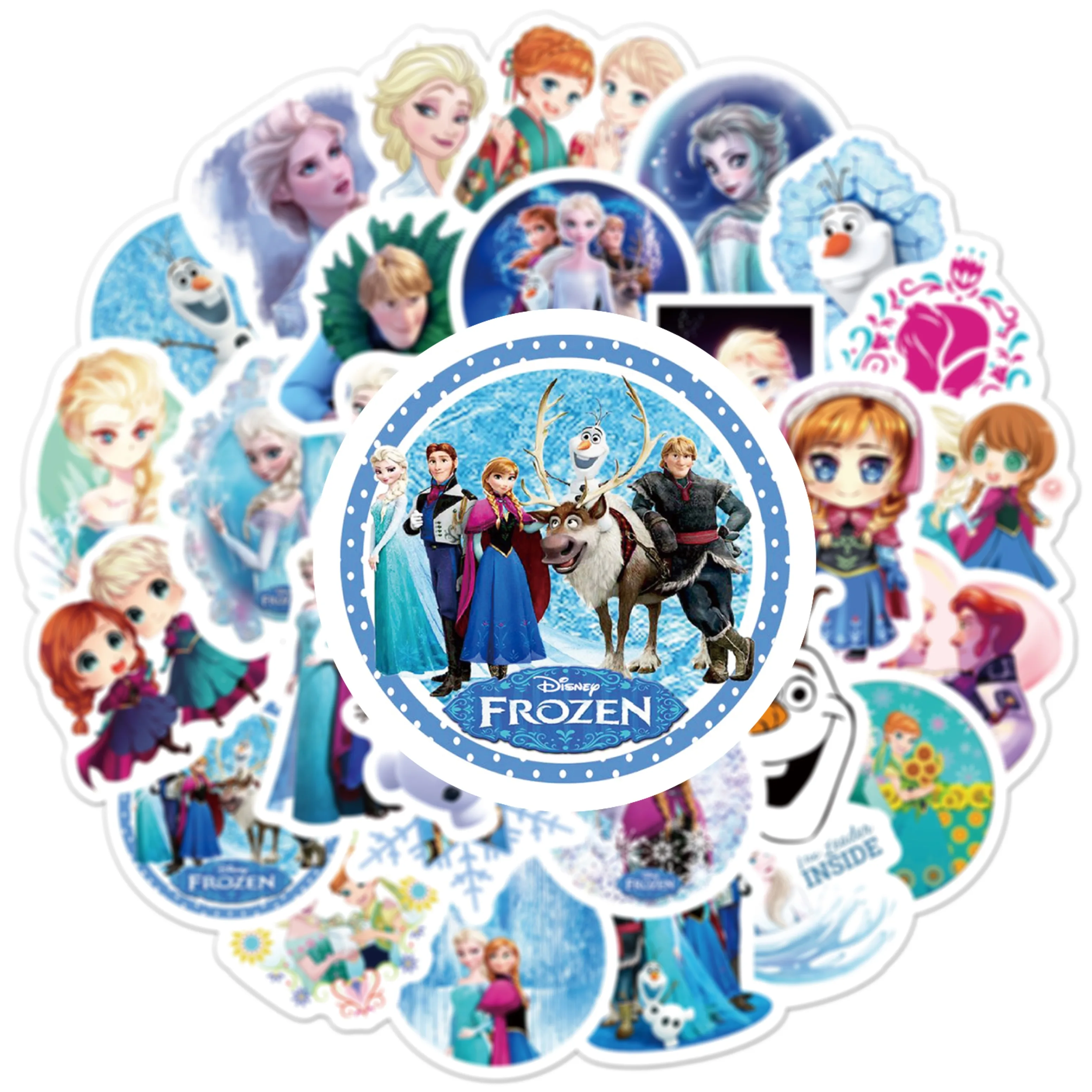 50Pcs Disney Frozen Princess Stickers Gift for Phone Luggage Scrapbooking Photo Album Stationery Decoration Sticker Toys