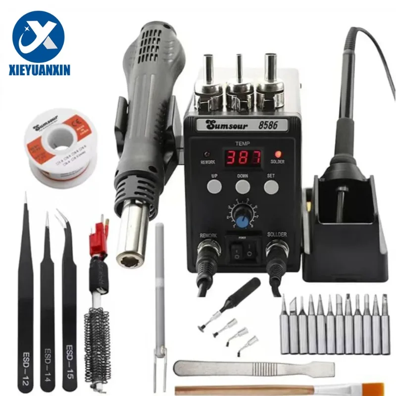 

Digital Display Hot Air Gun Desoldering Station Two-in-one Constant Temperature Electric Soldering Iron 8586 Repair Welding Tool