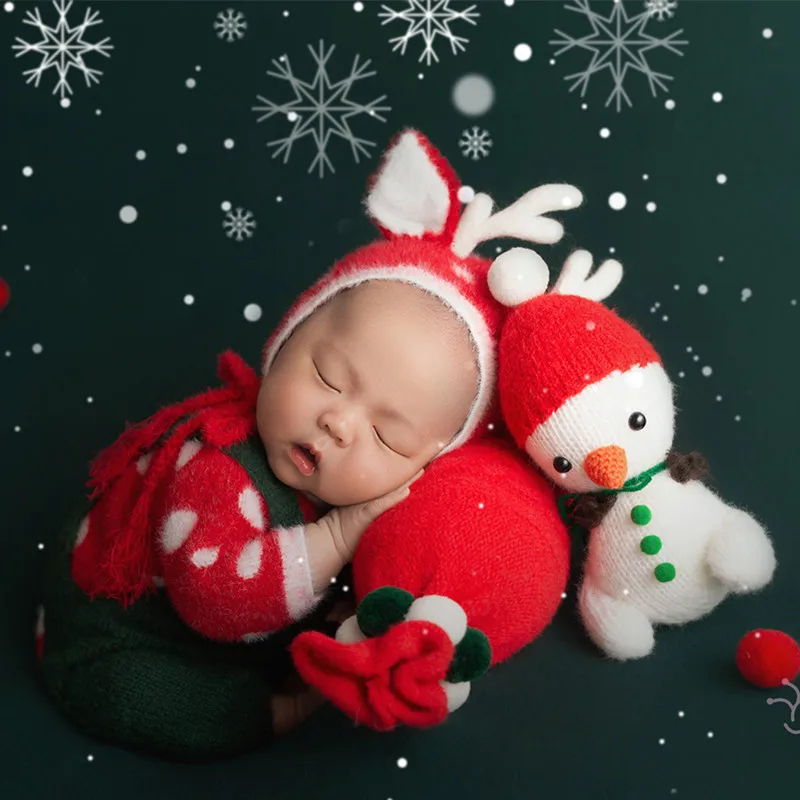 ❤️Newborn Photography Christmas Clothing Cute Hat+Top+Pants 3Pcs/Set Baby Photo Props Accessories Studio Shoot Clothes Outfits