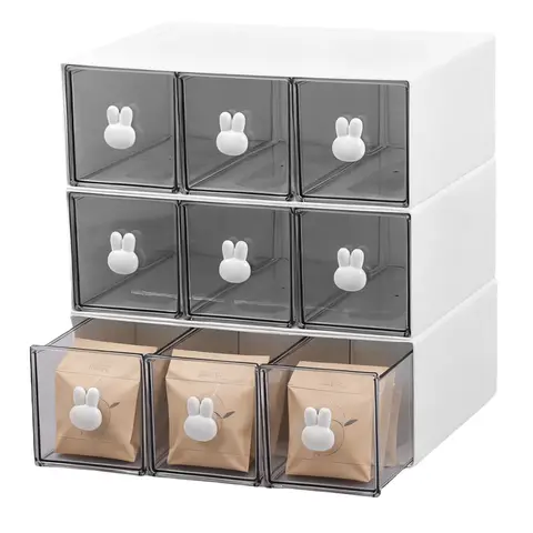 Organizzatore impilabile per bustine di tè in plastica da 2/3 pezzi con 3 cassetti Scatola portaoggetti per tè e caffè Scatole per organizer per cancelleria per armadietto