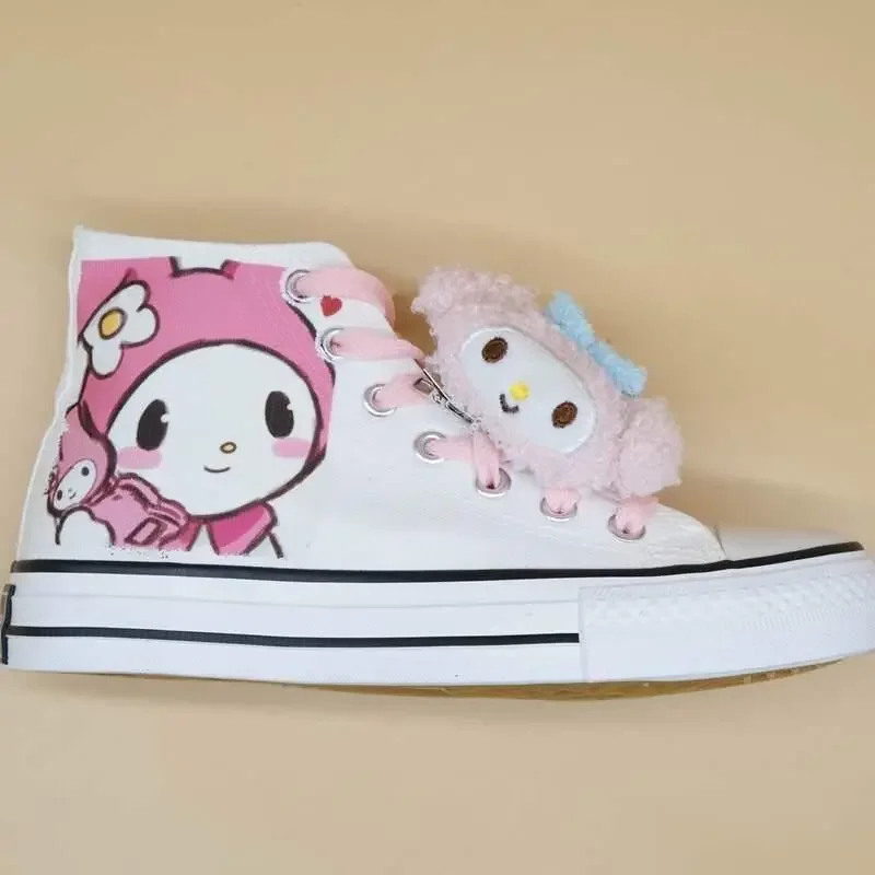 2024 Spring Autumn New High Top Canvas Shoes My Melody Student Sneakers Lovers Lolita Cartoon Kuromi Women Shoes Off White Shoes