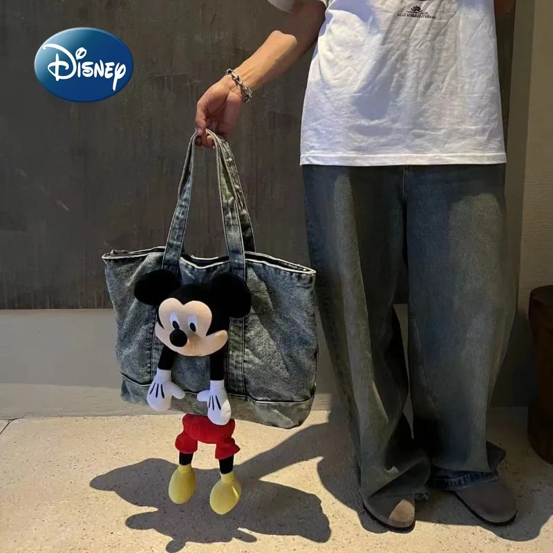 ديزني ميكي حقيبة يد نسائية جديدة سعة كبيرة دمية موضة حقيبة كتف نسائية عالية الجودة الكرتون حقيبة حمل فاخرة عادية