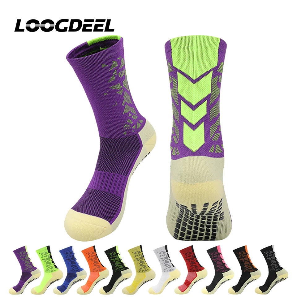 

Loogdeel 1 Pair Summer Men's Mid-Calf Soccer Socks Professional Training Anti-Slip Thickened Towel Sole Sports Socks