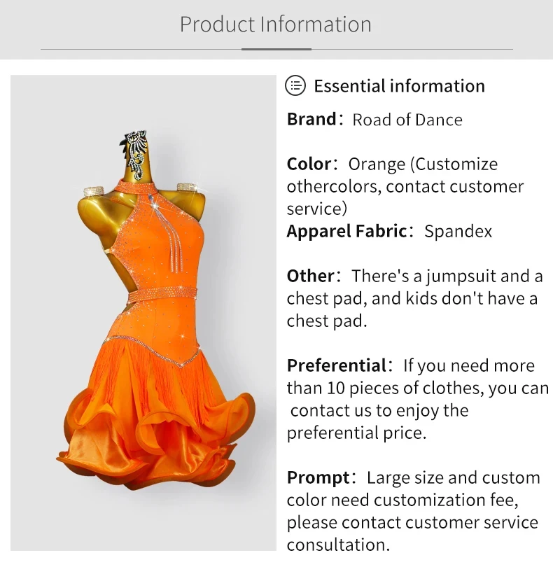 Lateinamerikanisches Tanzkostüm, Mädchenkleid, Bühnenkleidung, amerikanisches Outfit, Damen-Samba-Cabaret-Anzug, Tanzbekleidung, formeller Ballkleid-Rock. – Detail 3