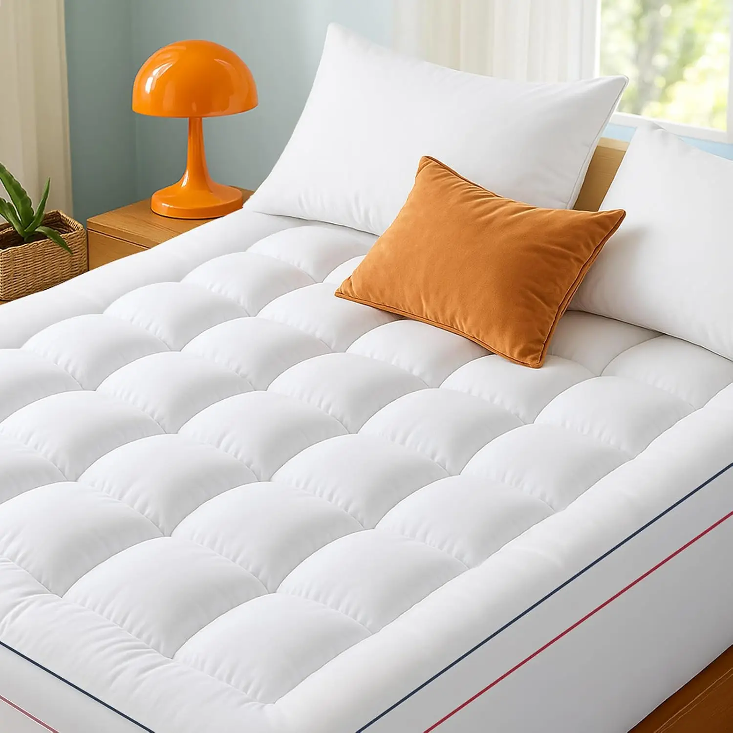 

Extra Thick Queen Mattress Topper with Deep Pocket for Back Pain Relief, Soft Pillow Top and Down Alternative Filling