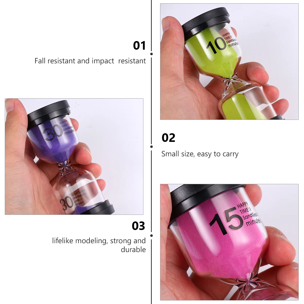 

6pcs Hourglass Tabletop Sandglass For Daily Hourglass For Daily Use Use Desktop Time Decor Plastic Glass Craft Gift