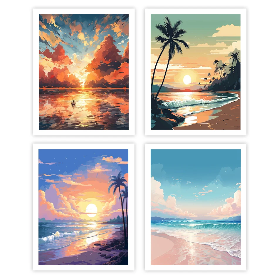 

GATYZTORY Simple Painting By Numbers seascape Decorative Paintings Draw Acrylic Paints Handmade Gift Art Supplies Diy Crafts Kit