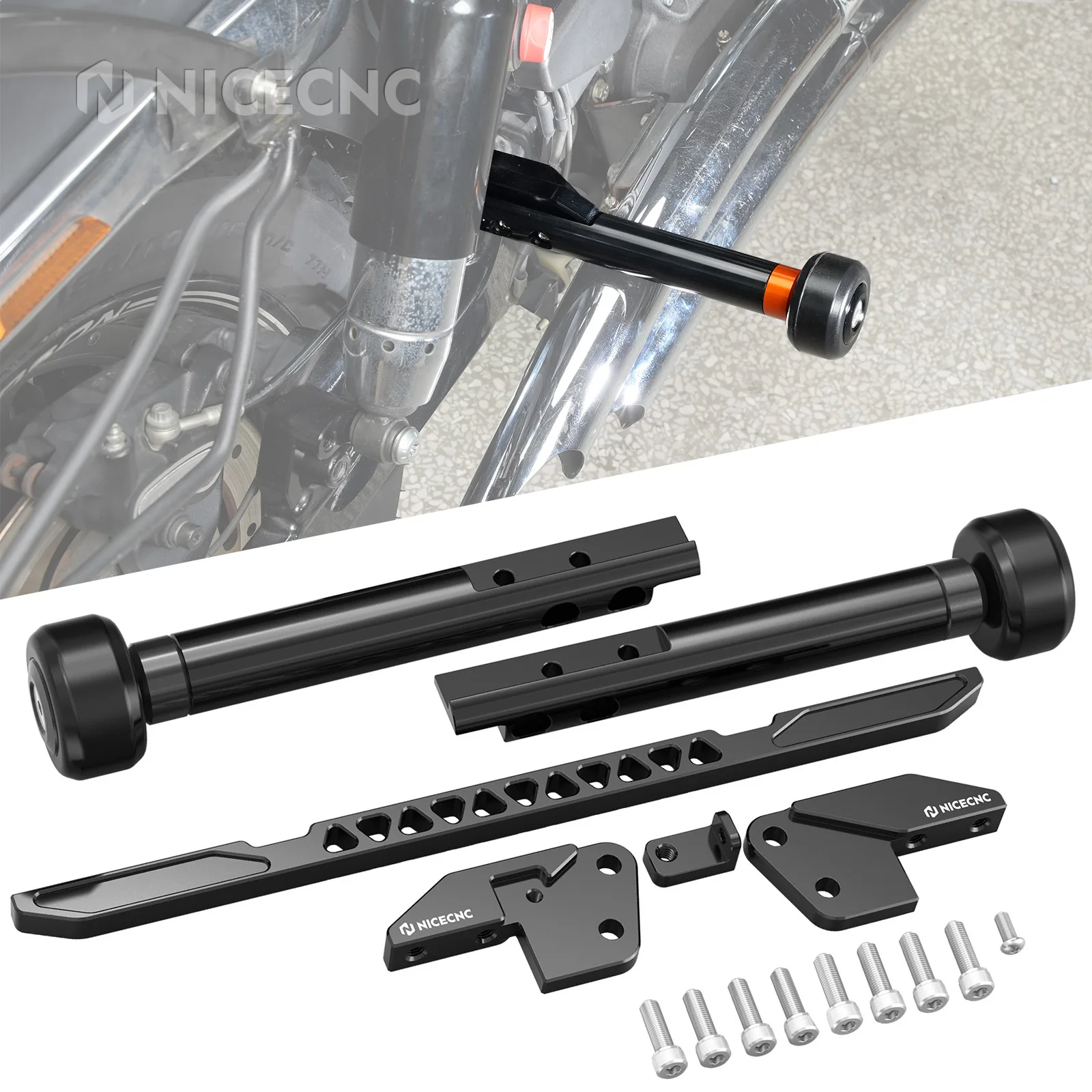 For 2006-2017 Dyna Low Rider FXDL Street Bob FXDB Rear Crash Bar Motorcycle Shock Sliders for Harley Fat Bob FXDF 2008-2017