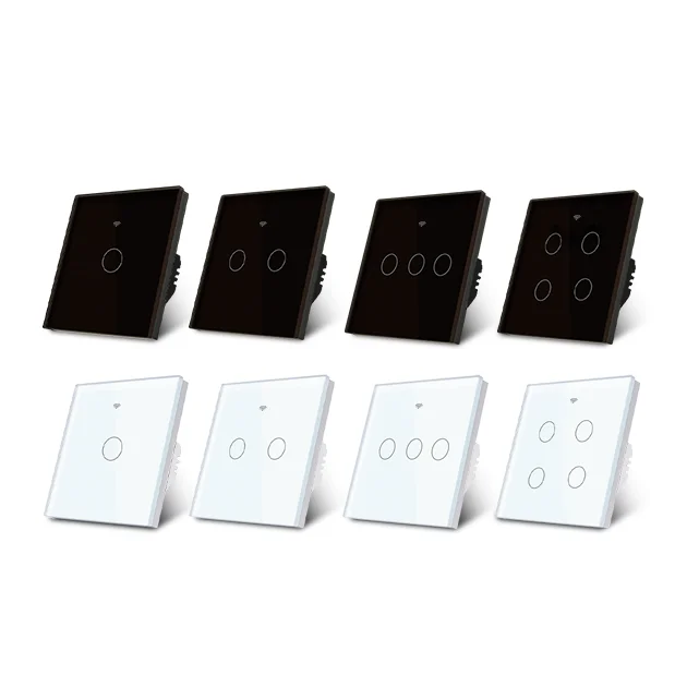 الذهبي الأمن تصميم جديد تويا App اليكسا صوت التحكم عن بعد المملكة المتحدة الاتحاد الأوروبي 1/2/3/4 عصابة الزجاج LED واي فاي الذكية اللمس الجدار مفتاح الإضاءة #1