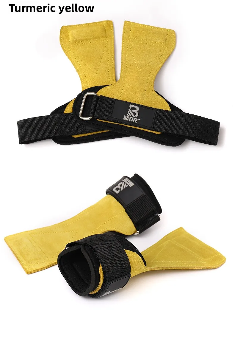 Weight Lifting Grips Premium Cowhide Leather Wrist Support For Pull Up Deadlift Non Slip Palm Protector Strength Training Gym Me