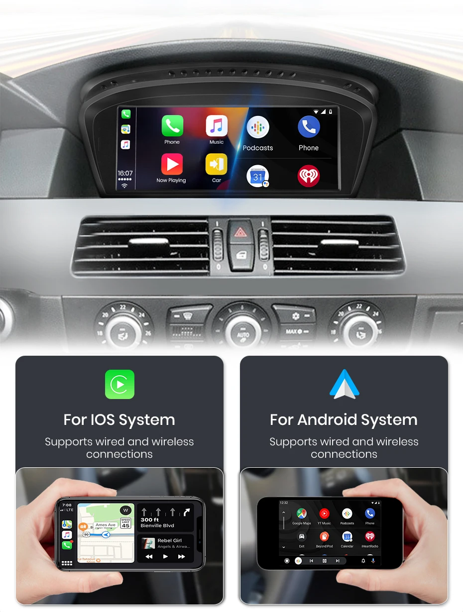 Junsun Carplay für Apple Autoradio Multimedia für BMW 5er E60 E61 E63 E64 für BMW 3er E90 E91 E92 E93 Android Auto – Detail 9