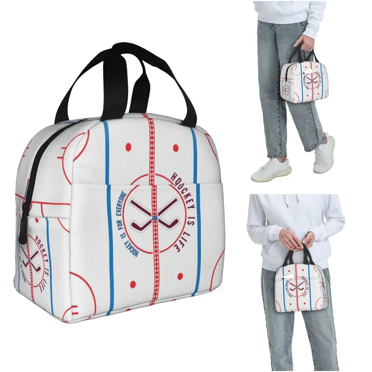 

Изолированная сумка для обедов Hockey Is Life Rink для женщин и детей, портативные контейнеры для еды, термосумка для обедов