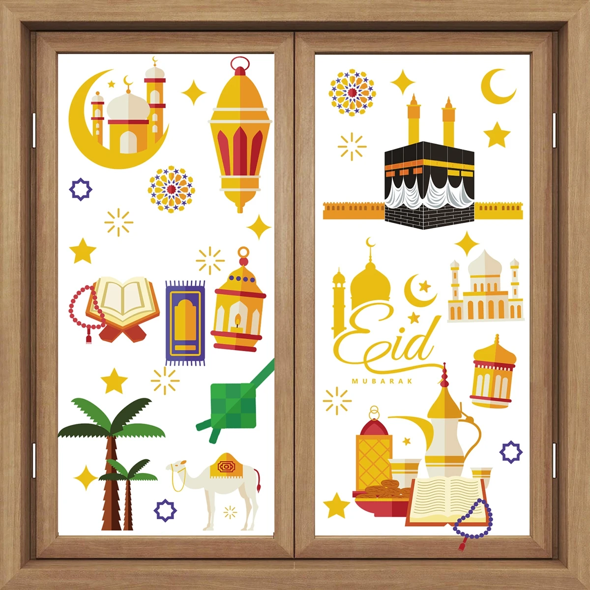 Eid Mubarak Wall Window Stickers Ramadan Decoration for Home Islamic Muslim Party Decor Ramadan Kareem Eid Al Adha DIY Gifts