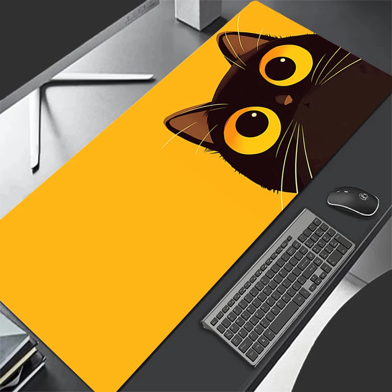 لوحة ماوس ألعاب من السيليكون على شكل قطة سوداء جميلة كرتونية بحافة كبيرة وقفل لوحة المفاتيح ولوحة المفاتيح مع حصيرة طاولة مضادة للانزلاق #2