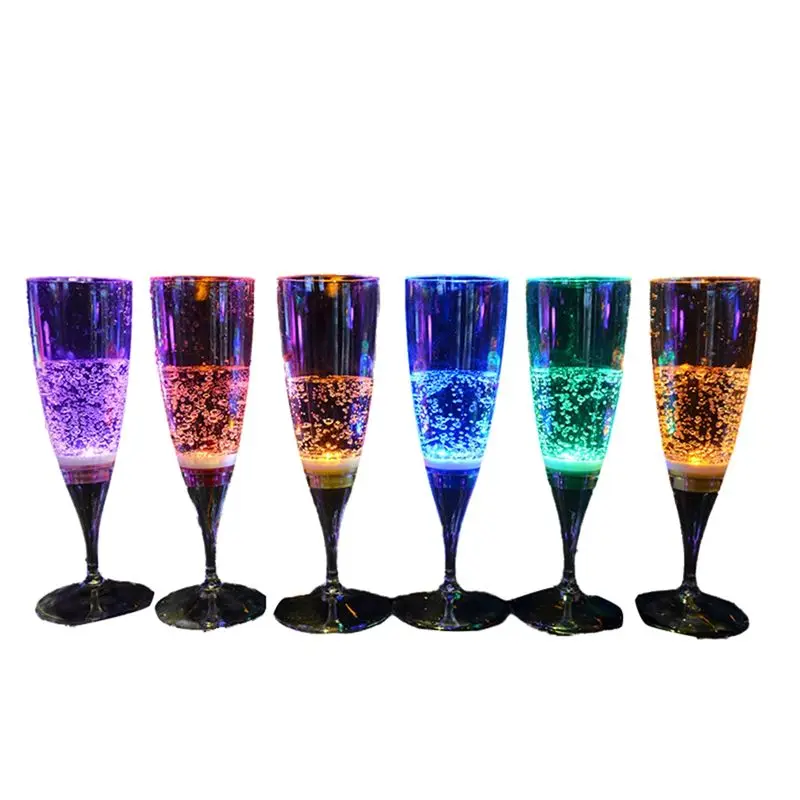 ABUN 6Pcs LED Light Up Cocktail Glasses, Liquid Activated Flashing Wine Cups for Party Bar KTV, Glow in The Dark Plastic