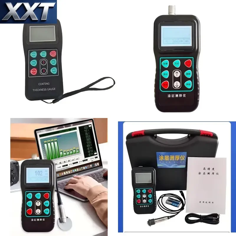 Портативный ручной толщиномер покрытий XXT с высокой точностью, технология магнитных вихревых токов, диапазон 0-1250 м, точность 2%+1 мкм