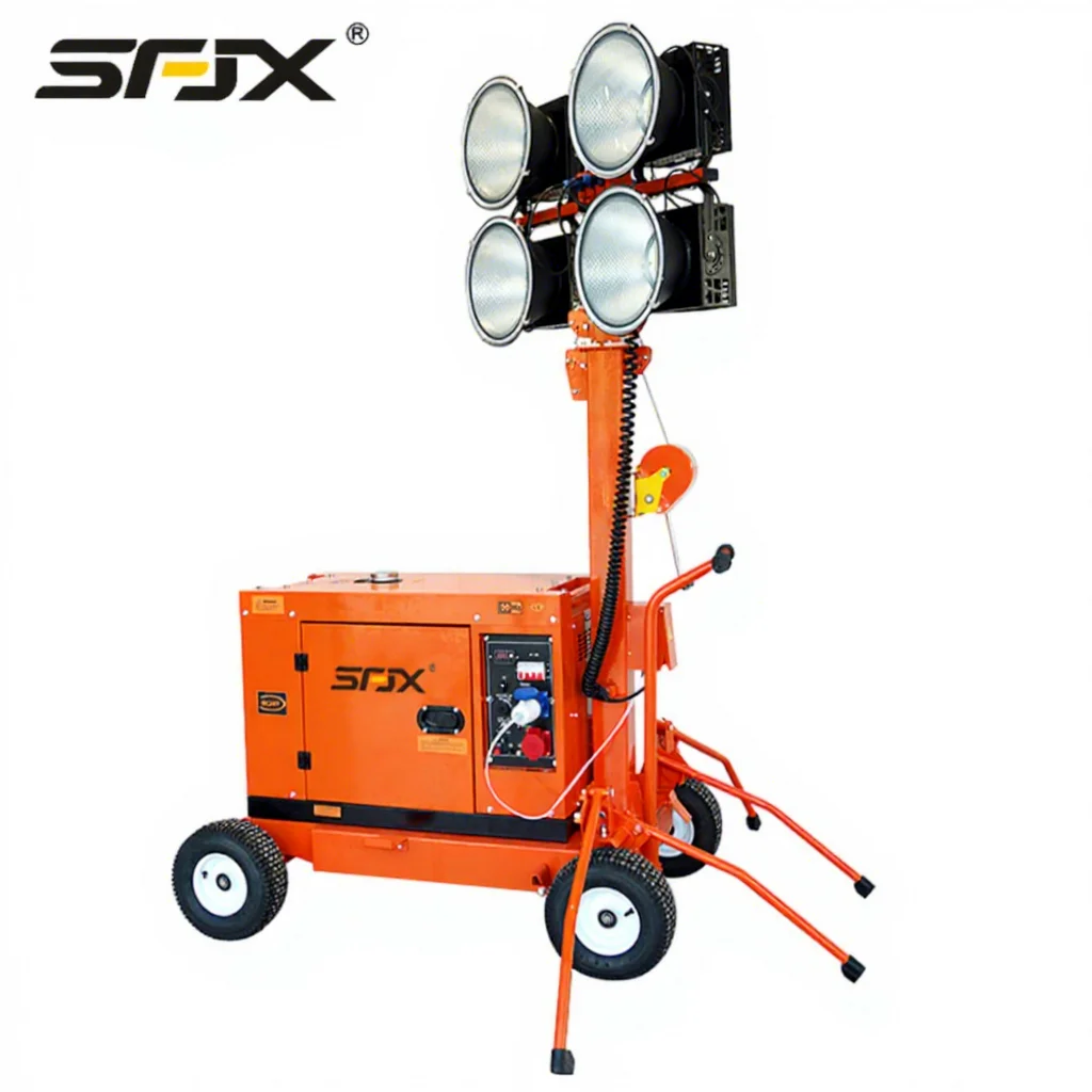 Henan-Made 200kg Portable LED Mobile Light Tower Floodlight /Diesel Generator 1 Year Warranty Durable Low