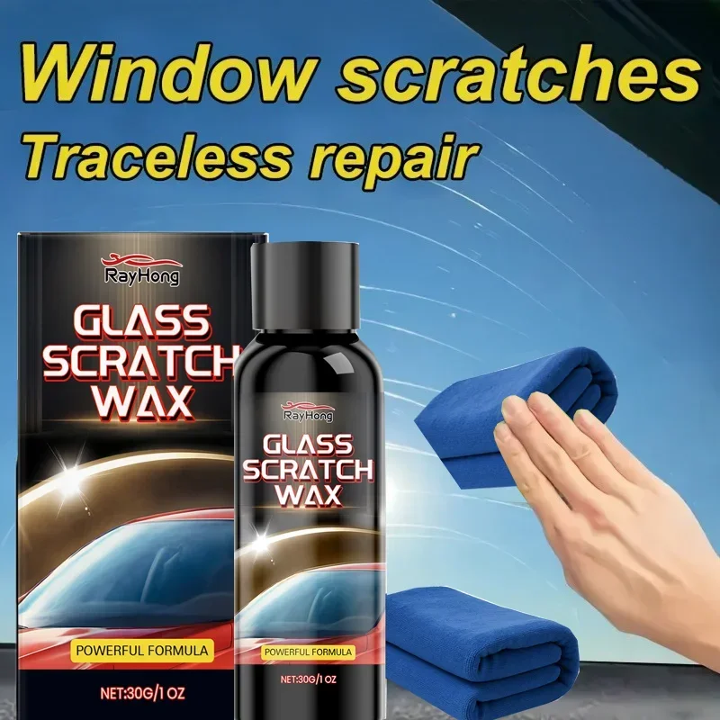 

NEW Glass Scratch Repair Paste - Car Window & Bathroom Shower Glass Polishing, Window Glass Scratch Repair, with Sponge.