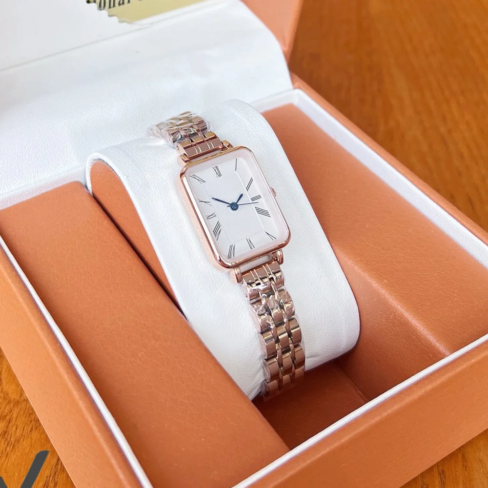 ファッションブランド腕時計女性ガールレディースかなり絶妙な長方形クォーツ鋼金属バンド高級時計 Dan24