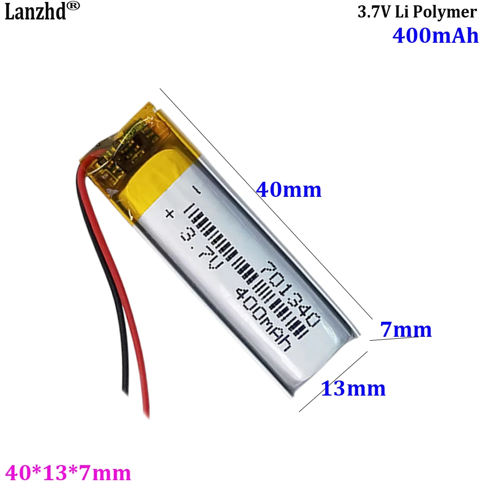 

3.7V soft-pack polymer lithium battery For walkie-talkie amplifier scanner camping LED light battery 701340 400mAh