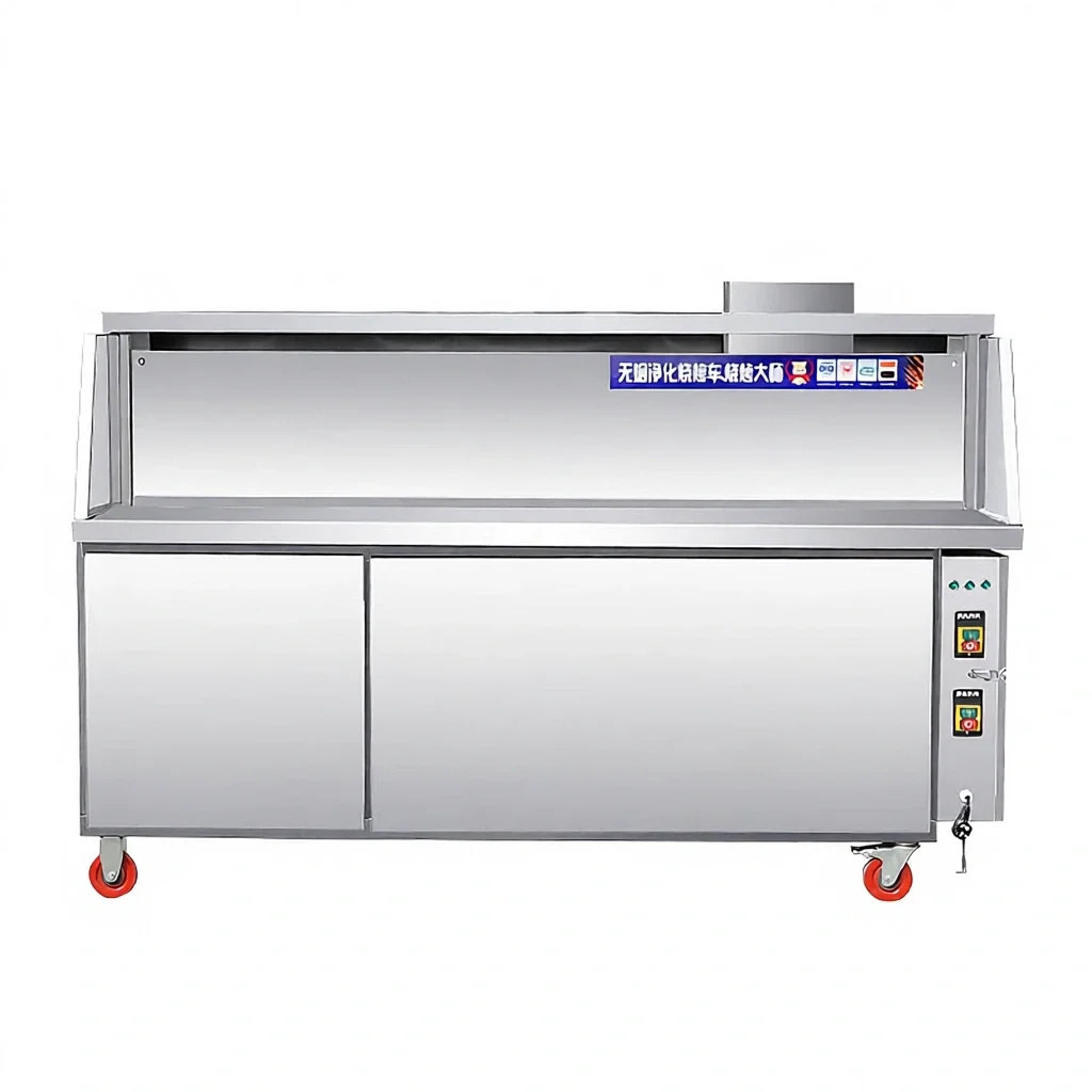 Commercial flat suction smokeless purification barbecue truck fume purifier environmental protection night market