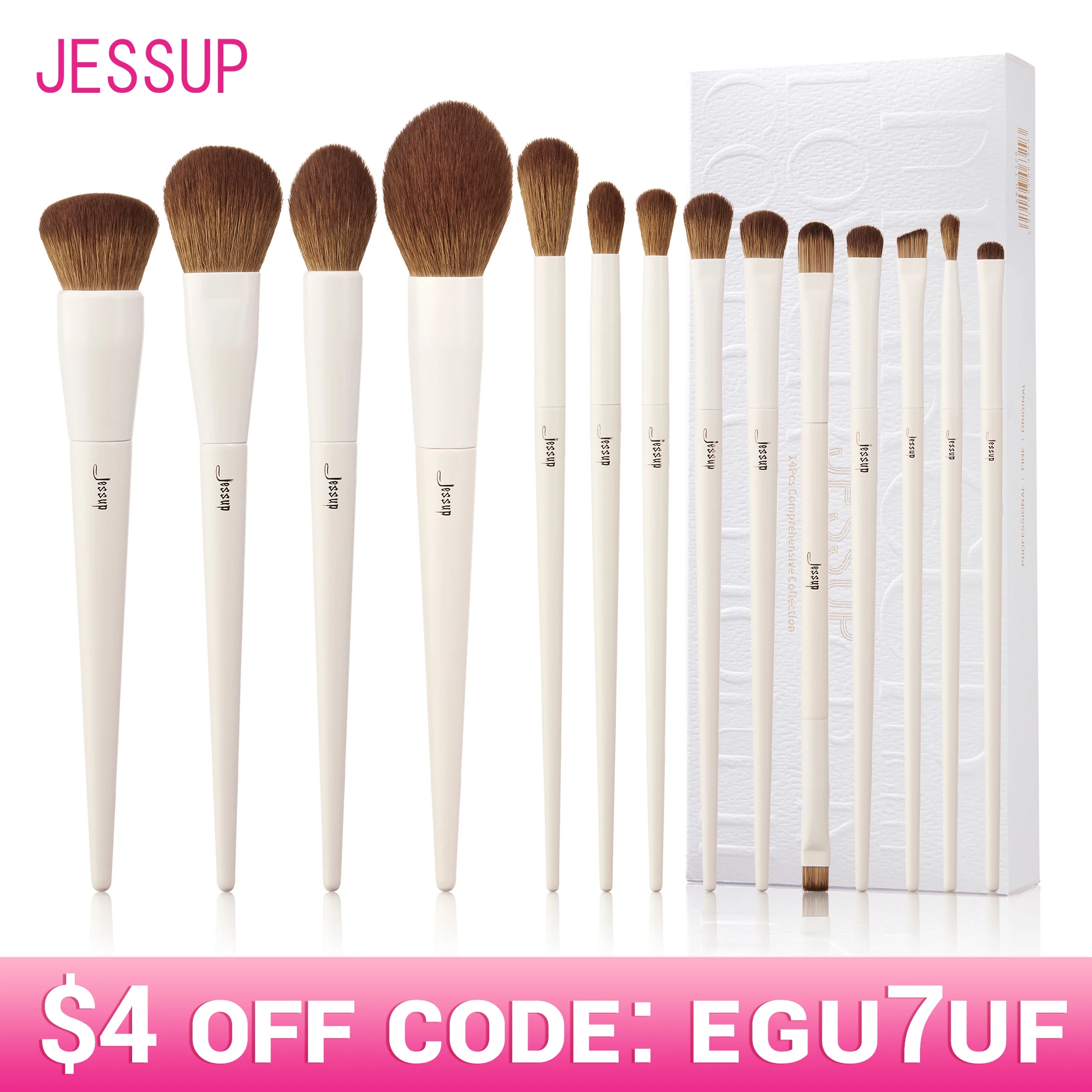 

Jessup Makeup Brushes 10-14pc Makeup Brush set Synthetic Foundation Brush Powder Contour Eyeshadow Liner Blending Highlight T329