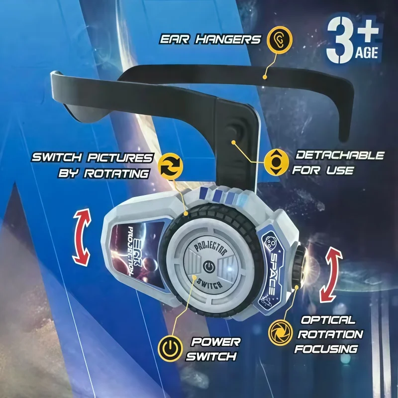 سماعات رأس إسقاط مثبتة على الرأس قابلة للتعديل - ألعاب تعليمية وترفيهية للأطفال بالإضافة إلى f