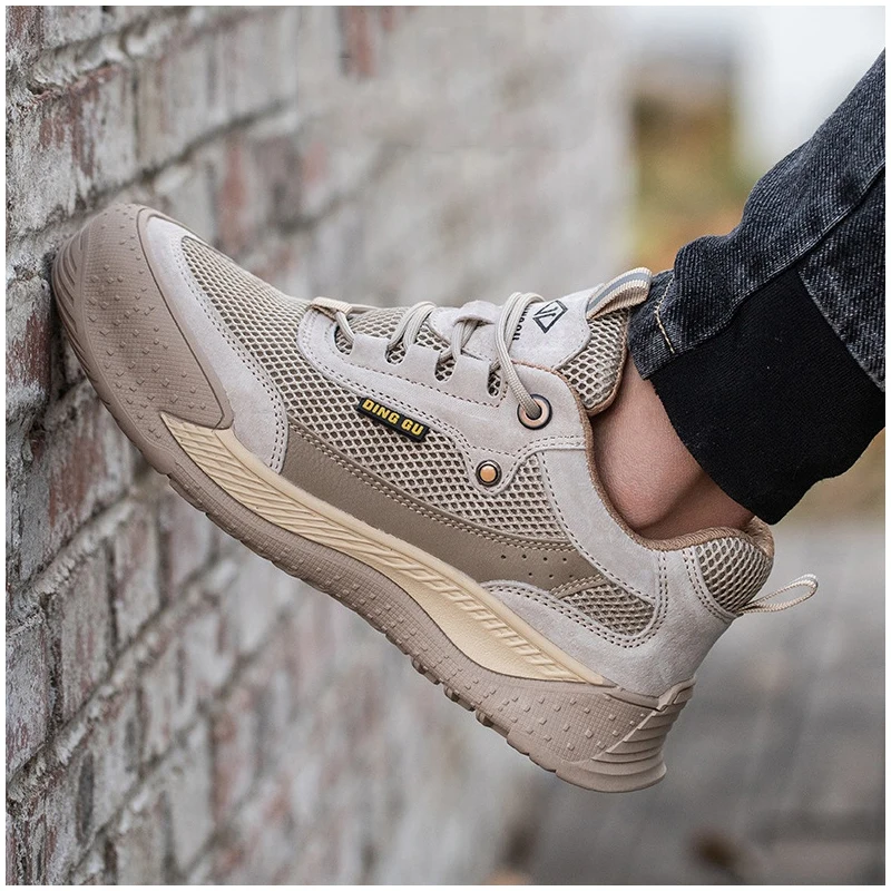 

Мужские повседневные дышащие стальные носки, рабочая защитная обувь, летние защитные ботинки для рабочих на открытом воздухе, безопасная обувь, защита