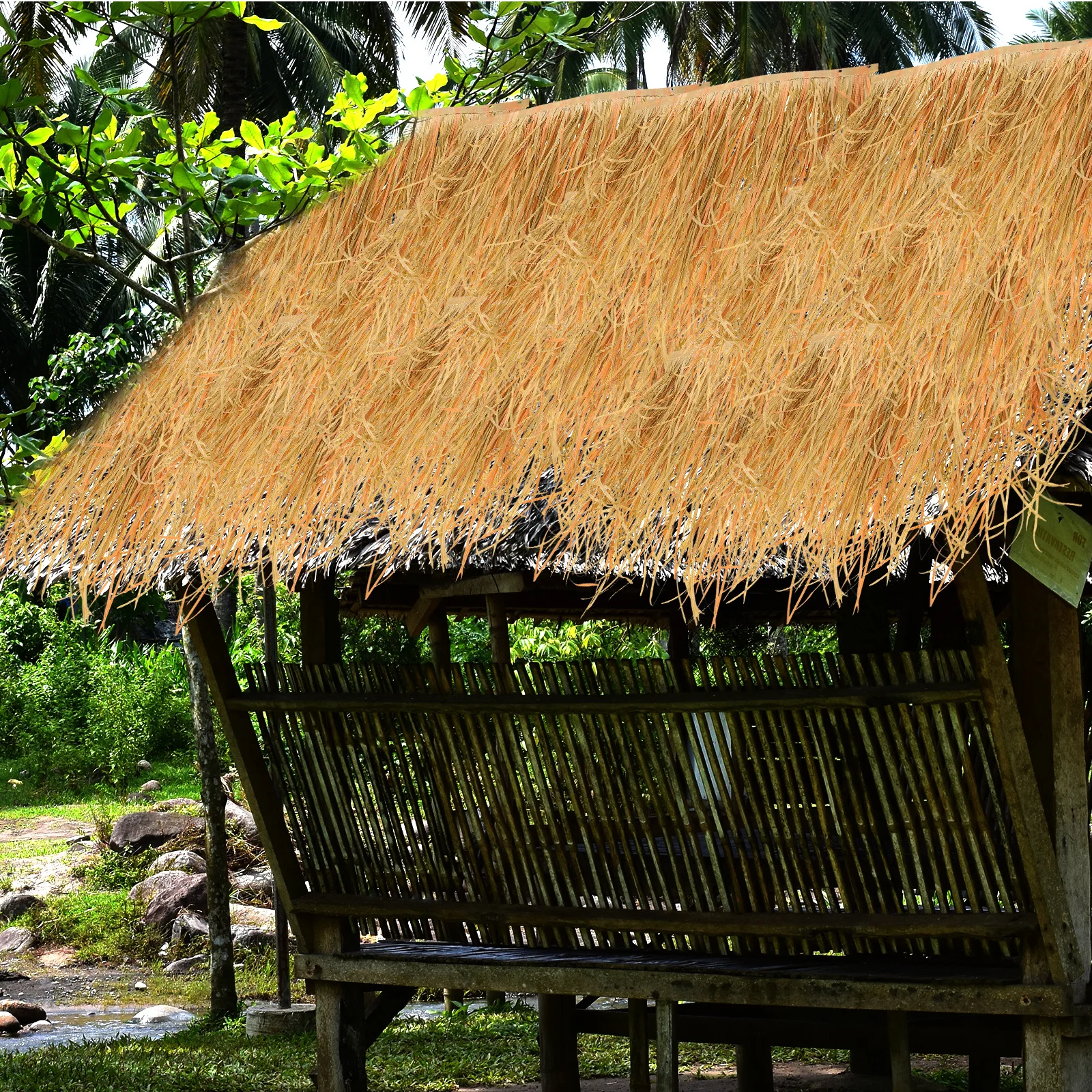 

Artificial Thatch Roof Decoration Garden Simulated Thatch Roll Durable Plastic Patio Cover Landscape Hut Roofing