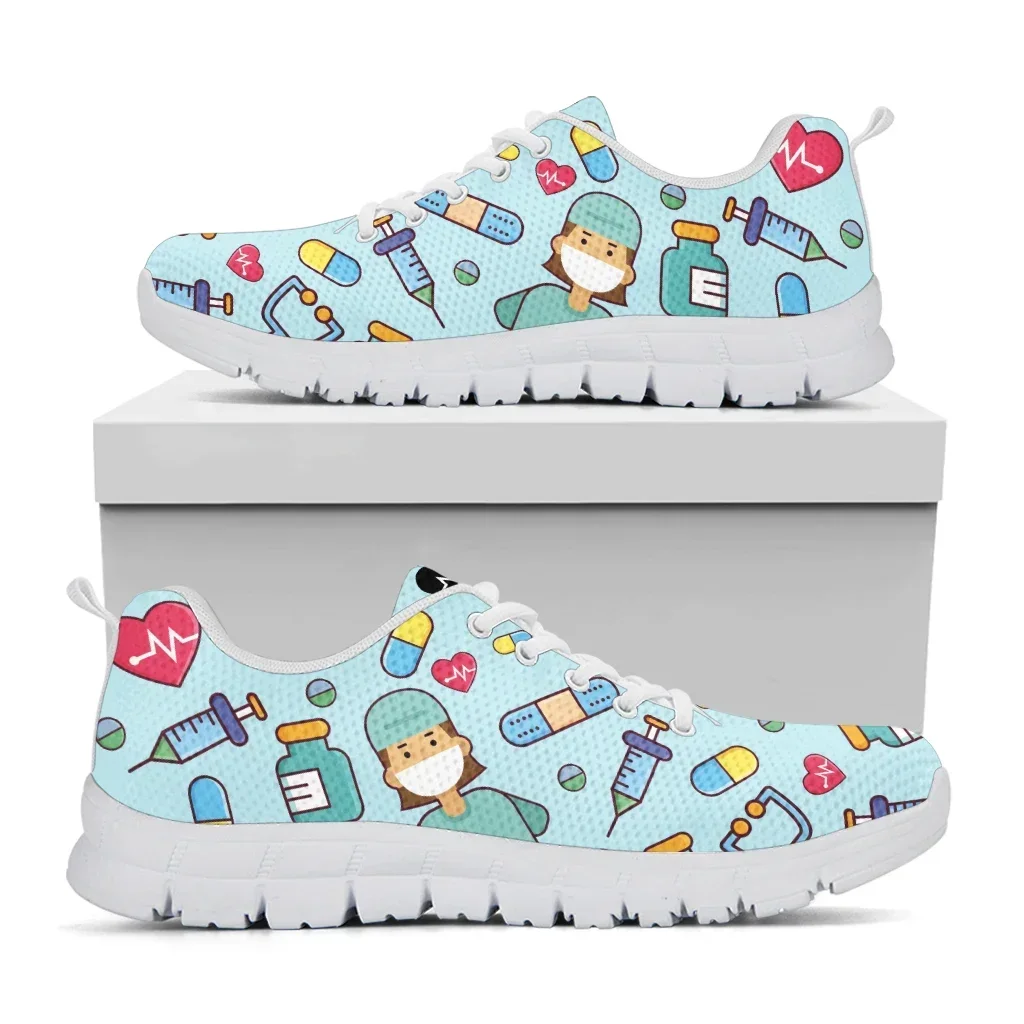 Vrouwen Arts Verpleegster Sneakers Medisch Ziekenhuis Print Lichtgewicht Mesh Flats Dames Casual Lente Schattige Verpleegschoenen