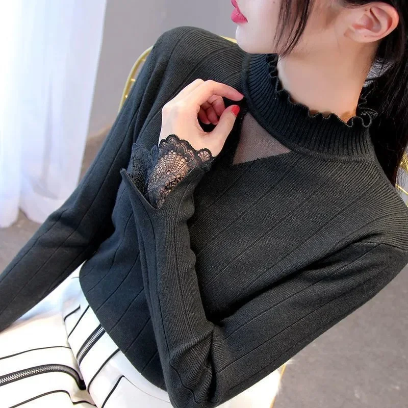 2023 Basic Turtleneck Women Sweater Pullover Knitted Long Sleeve Vintage Autumn Winter Slim Black Knit Sweaters Pull Femme Hiver