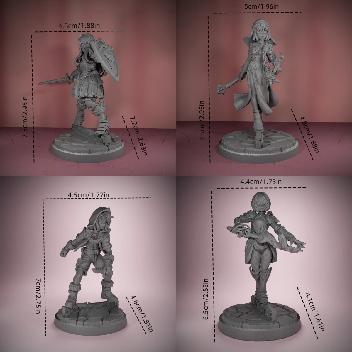 65mm 70mm 75mm Board Game Chess Pieces White Blank Model 3D Printing Unassembled Unpainted Self-assembly Craft