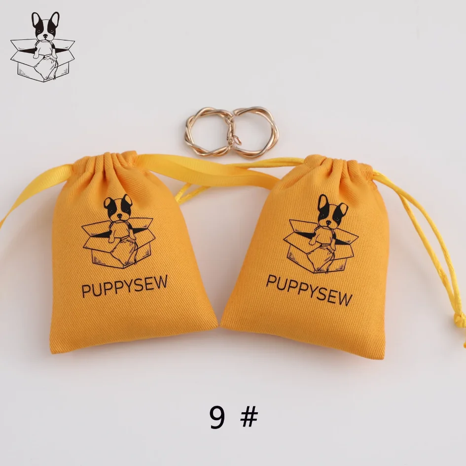 50 yellow Cotton drawstring bag personalize logo custom dust pouch jewelry packaging pouch printing wholesale gift packaging pro