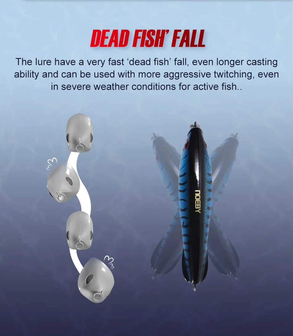 NOEBY 95S Stickbait Wobbler 95mm 25g Sinking Heavy Pencil Angelköder Salzwasser Kunstköder Dead Fish Fall Angelköder – Detail 5