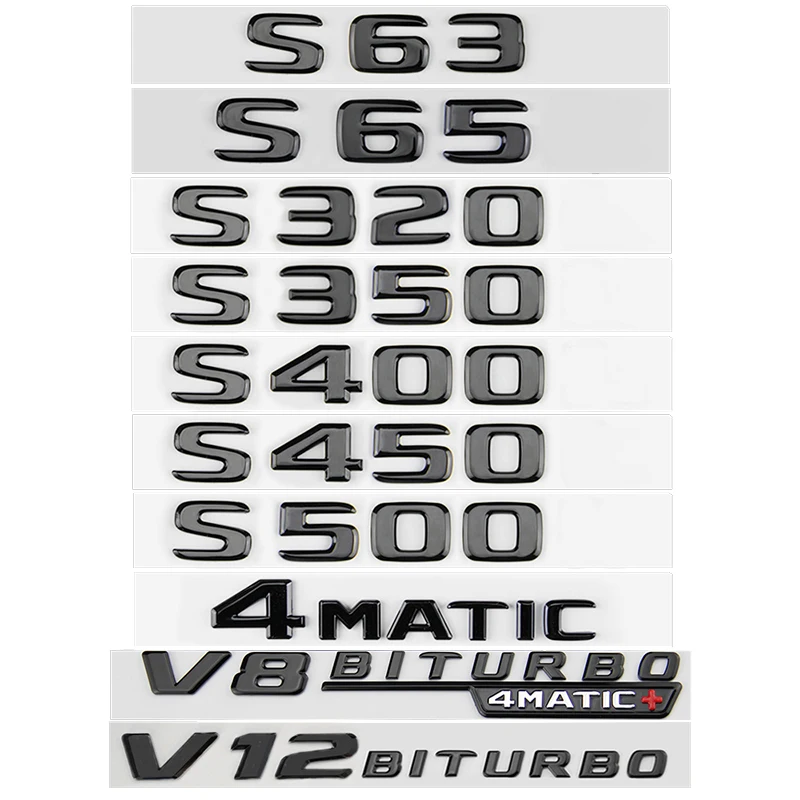 

Black 3D Car Letters V12 V8 Biturbo Emblem Stickers For Mercedes S63 S65 AMG S320 S350 S400 S450 S500 W222 W221 Accessories