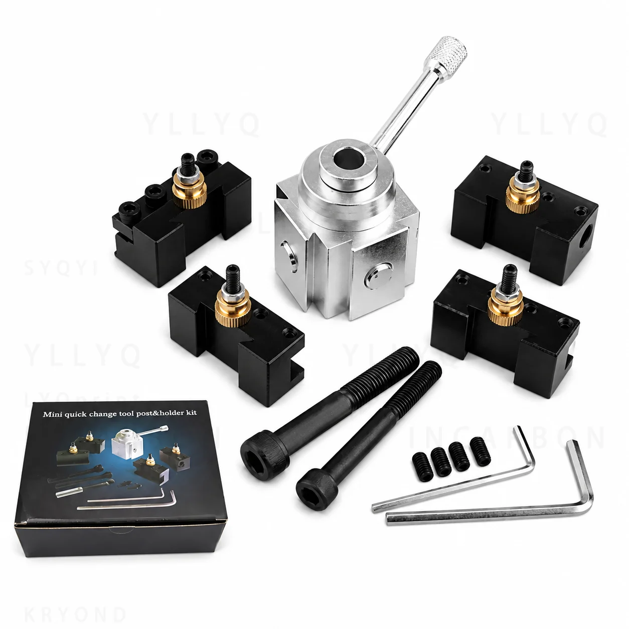 Mini Quick Change Tool Post Lathe Tool Holder Cutter Boring Bar Turning Facing Holder Screw Kit Set with Wrench CNC Tool System